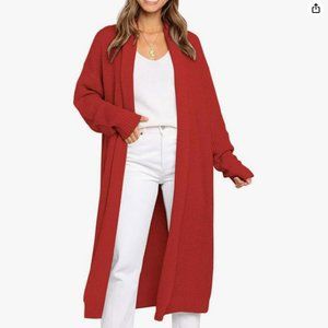 Women's Oversized Slouchy Knit Chunky Open Front Sweater Coat with Pockets